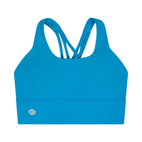 Brand Nu Apparel Essentials Bra in blue, front view