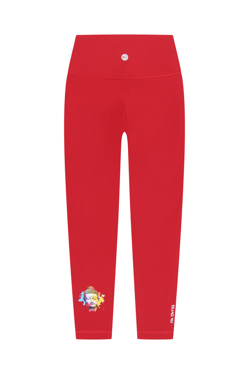 Brand Nu Apparel CreatorCore Expression Leggings in red, front view with leg graphic