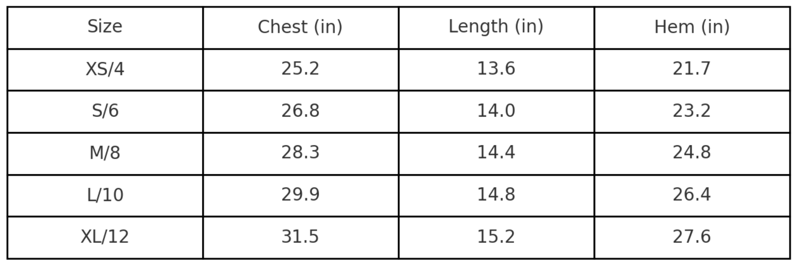 Size Chart