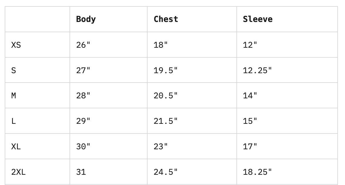 Size Chart